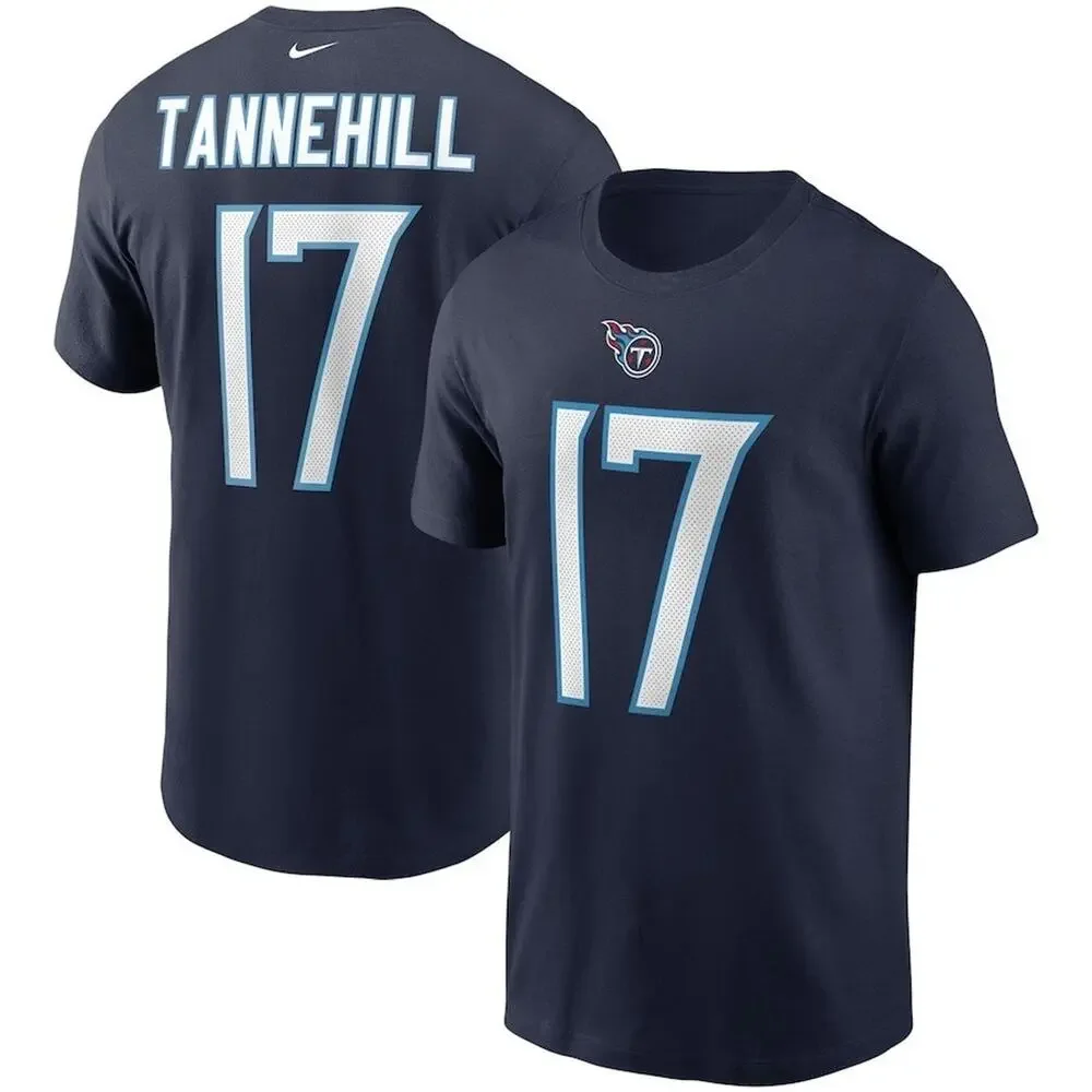 Ryan Tannehill‎ Tennessee Titans Nike Navy Blue Jersey T Shirt Mens L NWT